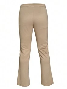 Manfinity EMRG 男士字母圖案腰部抽繩衛褲 - 卡其色 - 查看 2