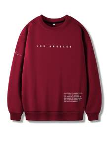 Manfinity Homme Men Slogan Graphic Drop Shoulder Sweatshirt - Red - View 3
