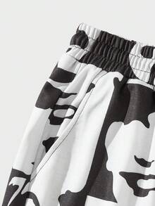 ROMWE MEN Street Life 男士人像圖案腰部抽繩衛褲 - 彩色 - 查看 3