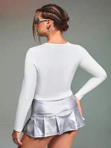 SHEIN ICON Plus Body Print Crop Tee - White - View 6