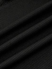 SHEIN Unity 蕾絲拼接前蝴蝶結背心上衣 - 黑色 - 查看 3