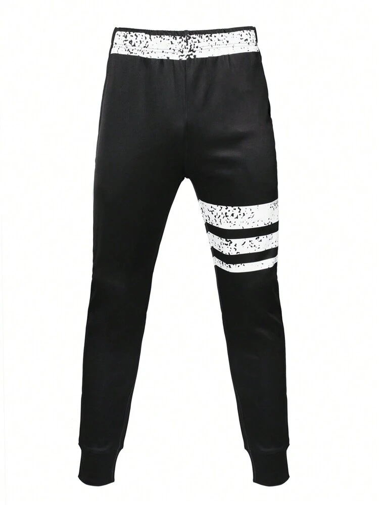 Boyfriend Style Men Striped & Dalmatian Print Sports Pants Sweat Pants