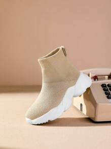 Breathable Mesh Sneakers For Kids' Casual And Sports Wear - Khaki - View 5