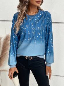 SHEIN LUNE Floral Print Drop Shoulder Sweatshirt - Multicolor - View 1