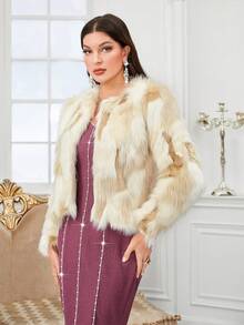 Modelyn Open Front Fuzzy Coat - Multicolor - View 3
