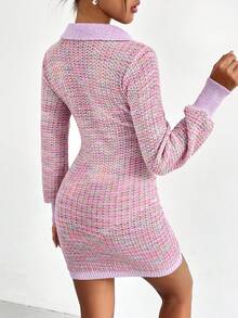 SHEIN Unity 段染燈籠袖緊身毛衣洋裝