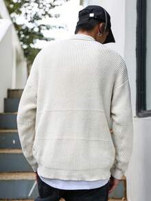 Manfinity Hypemode Loose Men's Turtleneck Drop Shoulder Sweater - Beige - View 2