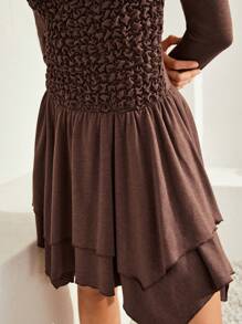 Bohemela 素色不對稱下擺洋裝 - 棕色 - 查看 7