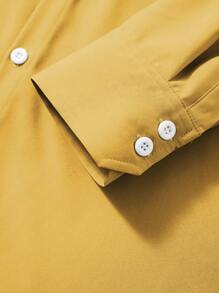 Manfinity Mode Men Solid Button Up Shirt, For Fall, Long Sleeve Top - Yellow - View 5