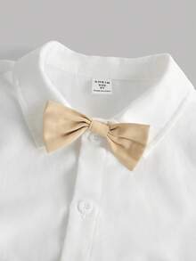 SHEIN 男大童素色西裝外套&前蝴蝶結襯衫和褲子