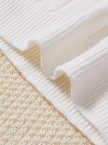 SHEIN MOD 前紐扣麻花編織上衣 - 白色 - 查看 3