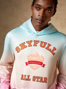 In My Nature 男士字母圖案袋鼠口袋漸層連帽衫 - 彩色 - 查看 4