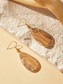 SHEIN VCAY Đá tự nhiên Hình giọt nước Vật rủ xuống Hoa tai - Nhiều màu - Xem 4