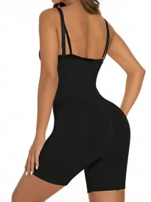 SHEIN Hook And Eye Shapewear Romper Without Liner - Black - View 4