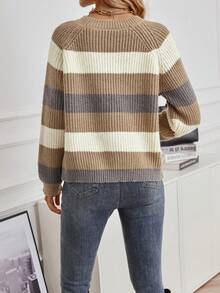 SHEIN Frenchy Color Block Raglan Sleeve Sweater - Multicolor - View 2