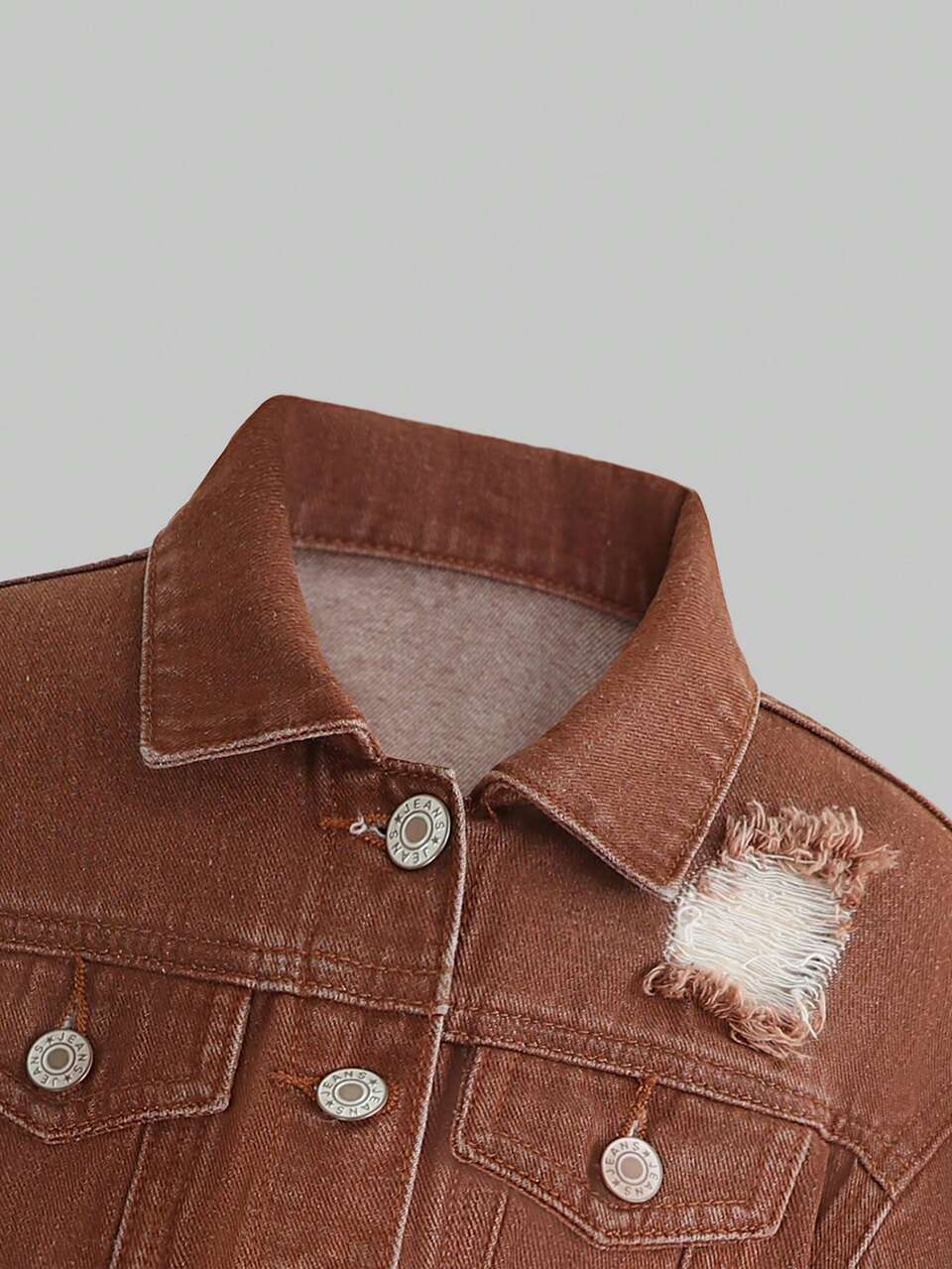 Young Boy Ripped Frayed Denim Jacket