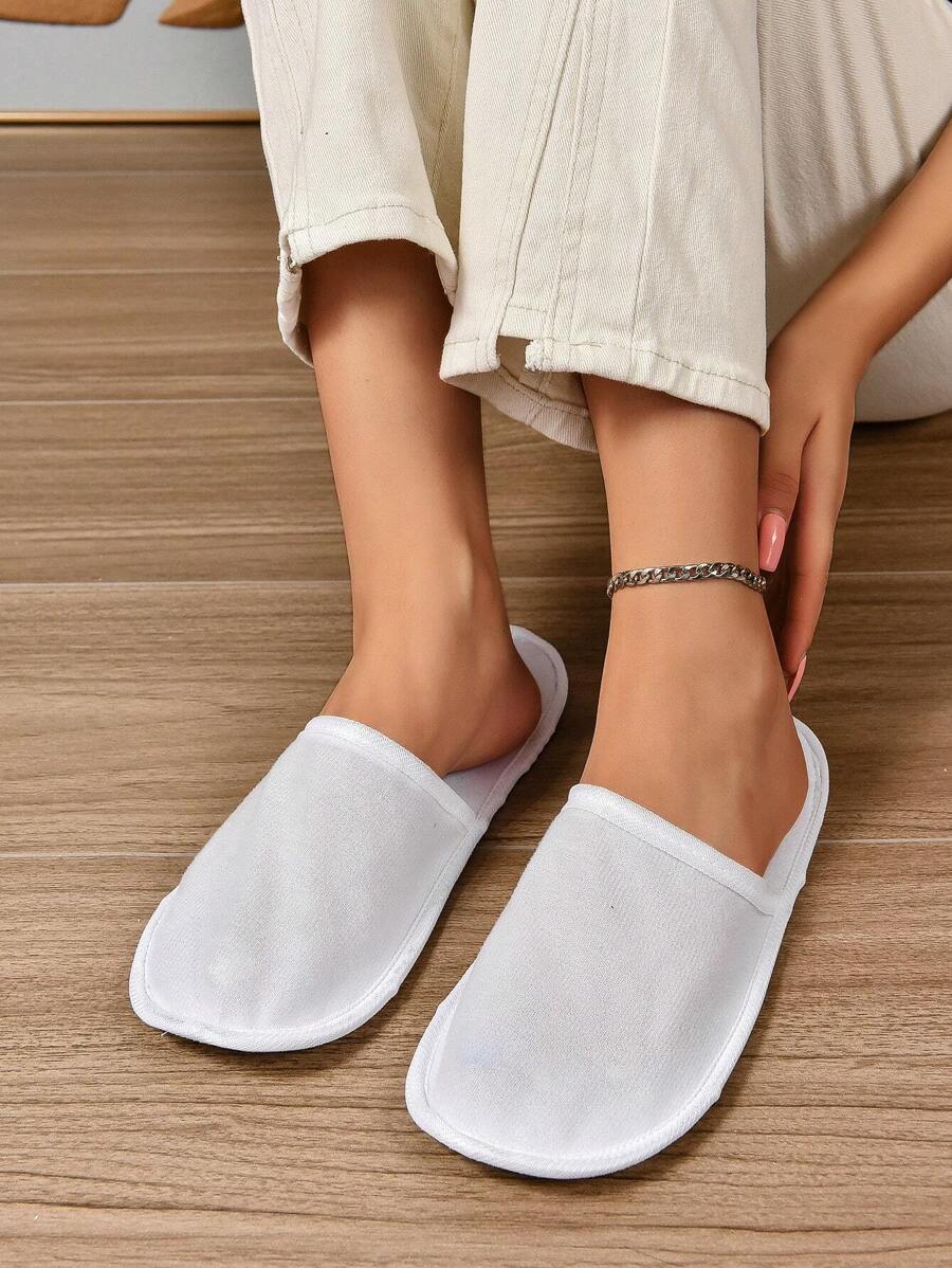 Disposable Slippers, Household One-time Use Slippers - White - View 1