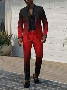 Manfinity AFTRDRK 男士漸層西裝領西裝外套&西裝褲 - 彩色 - 查看 3