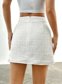 SHEIN EZwear Solid Zip Back Straight Skirt