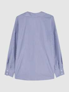 Blusa casual, suelta y sencilla con rayas para la Primavera/Verano 2025 - Azul - Ver 2