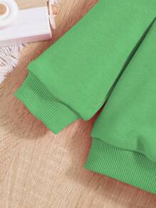 SHEIN Baby Girl Floral & Slogan Graphic Sweatshirt - Green - View 5