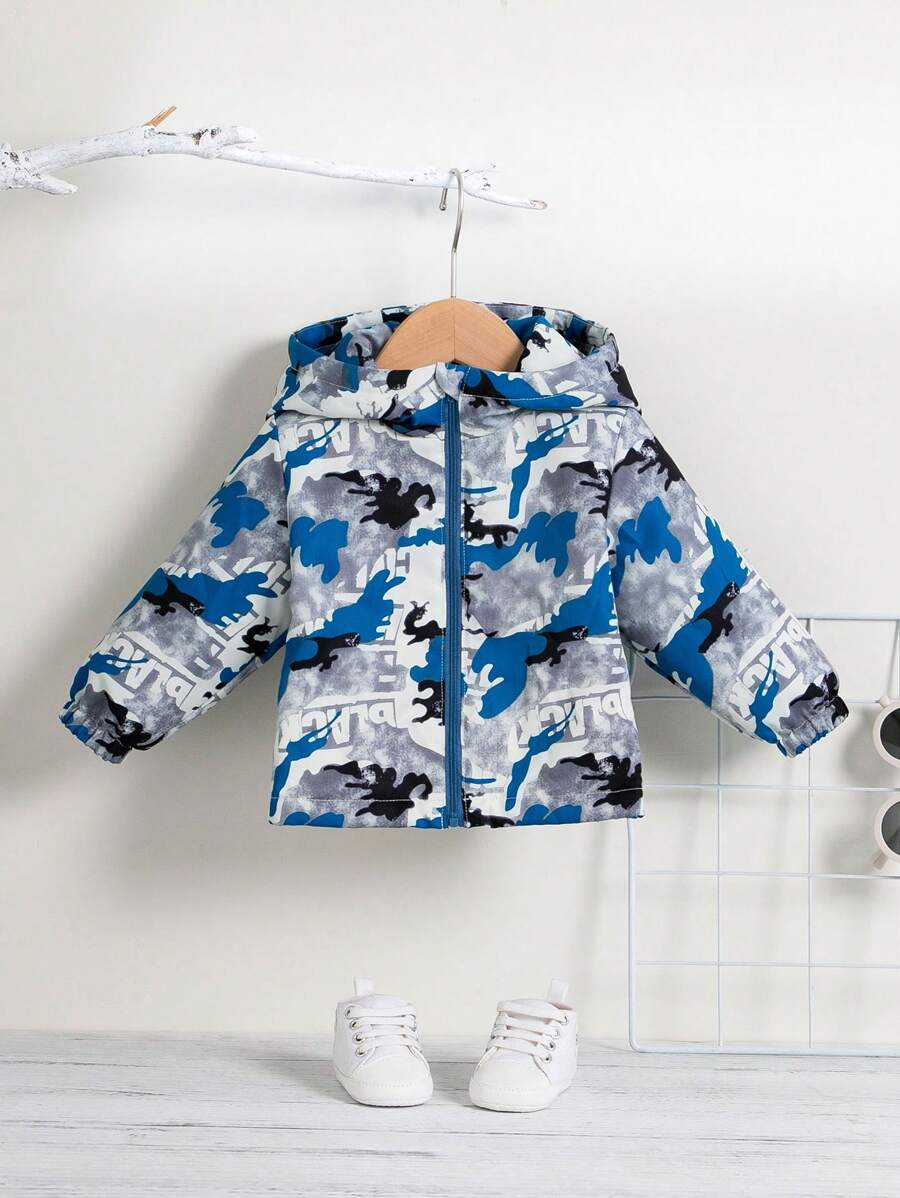 Bebé niño Abrigo con capucha con estampado de dibujos animados con cremallera - Multicolor - Ver 1