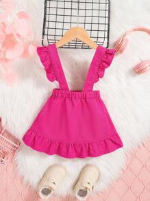 SHEIN Baby Girl 1pc Ruffle Trim Denim Skirt - Medium Wash - View 2