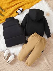 Baby Jungen Buchstaben Grafik, Hoodie mit & Weste-Jacke mit & Hose