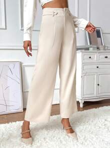 Chiquease Solid Wide Leg Pants - Apricot - View 3