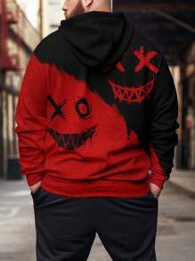 Manfinity LEGND Hombres talla grande Capucha con estampado de dibujos animados con bolsillo de canguro con cordón - Multicolor - Ver 5