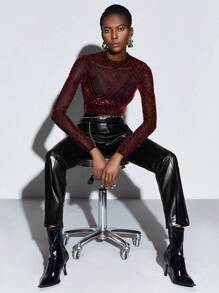 Maija 透視網紗連身背心不附胸罩 - 黑色 - 查看 1