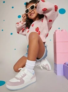 Girls Colorblock Lace Up Front Skate Shoes - Multicolor - View 1