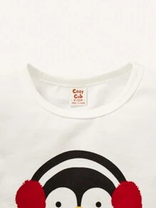 Baby Boy Cartoon Graphic Tee for Christmas - White - View 5