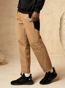 In My Nature Men Solid Drawstring Waist Outdoor Pants - Beige - View 7