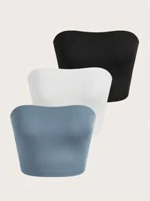 SHEIN Unity 3pcs Solid Tube Top - Multicolor - View 1