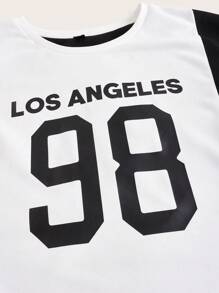 SHEIN CURVE+ Plus Letter Graphic Colorblock Drop Shoulder Sweatshirt - Multicolor - View 3