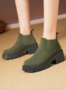 Women's Green Ankle Boots And Short Boots - Army Green - View 4