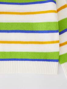 男小童塊狀條紋圖案套頭毛衣 - 彩色 - 查看 3