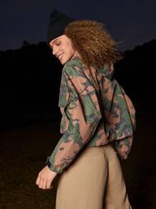 In My Nature Cazadora con estampado con bolsillo con solapa con cremallera - Verde militar - Ver 2