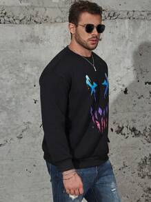 Manfinity LEGND Men Plus Graphic Print Sweatshirt - Black - View 5