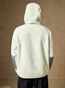 In My Nature 男士織帶拼接連帽絨毛運動衫