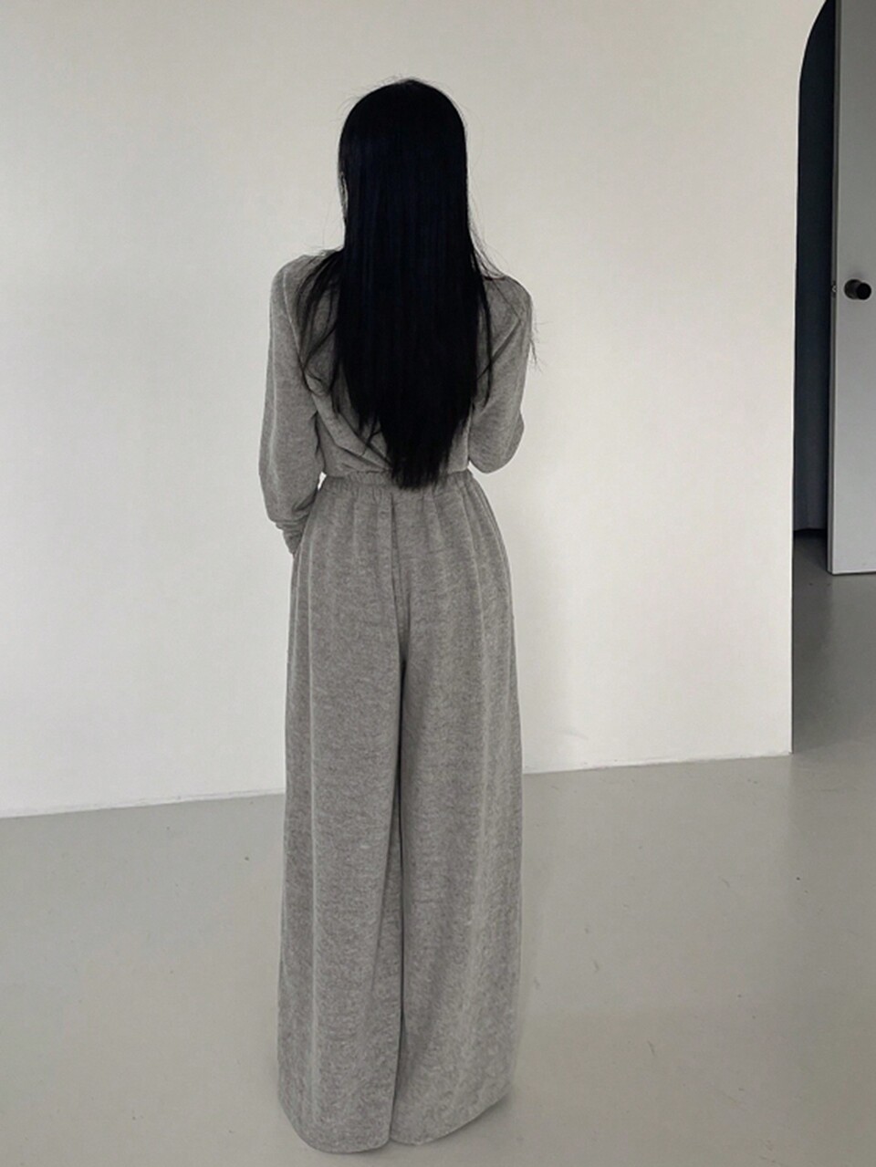Solid Cowl Neck Tee & Drawstring Waist Wide Leg Pants, Women Two Pieces Sets Lounge Sets For Women