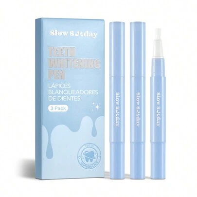 Slow Sunday Teeth Whitening Pen-3 Pack, Mint, Get Rid Of  Smoke Stains, Coffee Stains, Tea Stains, Keep Your Mouth Clean And White, Good Choice For Wedding, Vacation, Beach, Travel EssentialsEaster Gifts, Suitable For Summer Oral Care