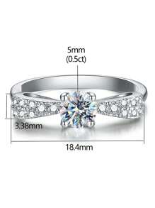 1入組莫桑鑽綁結蝴蝶結訂婚戒指婚戒適合女士S925純銀優雅定情戒指永恆圓環週年紀念日圓環情人節奢華女士們首飾類禮物 - 銀色 - 查看 1