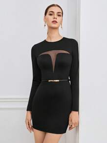 BizChic Chèn lưới Váy bodycon Không có thắt lưng - màu đen - Xem 5