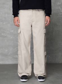 RueChic Men Flap Pocket Side Cargo Jeans - Beige - View 4