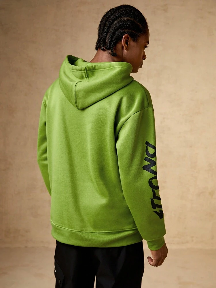 Men Letter Graphic Kangaroo Pocket Drawstring Sweatshirt Men Sweatshirt