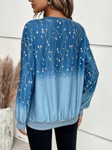 SHEIN LUNE Floral Print Drop Shoulder Sweatshirt - Multicolor - View 2