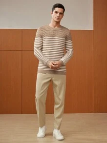 Manfinity VCAY Hombres Jersey con patrón de rayas - Multicolor - Ver 3