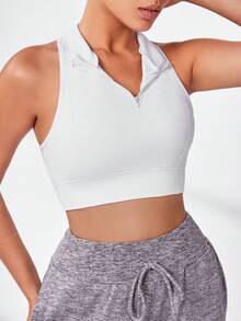 Hollow Out Racer Back Sports Tank Top - White - View 2